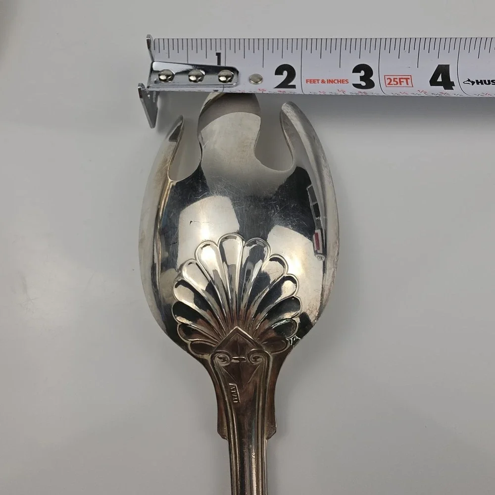 Sheffield Silver Co Kings Pattern Silverplate Salad Serving Spoon Fork Italy
